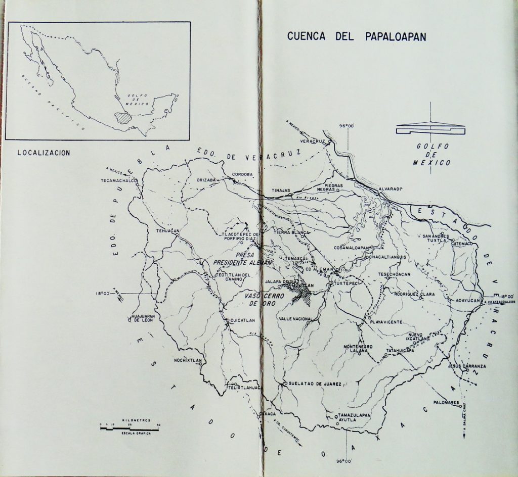 Folleto. Localización de la “Cuenca del Papaloapan”, Comisión del Papaloapan, S.R.H., 1975. Centro de Documentación Fototeca Lorenzo Becerril A.C.