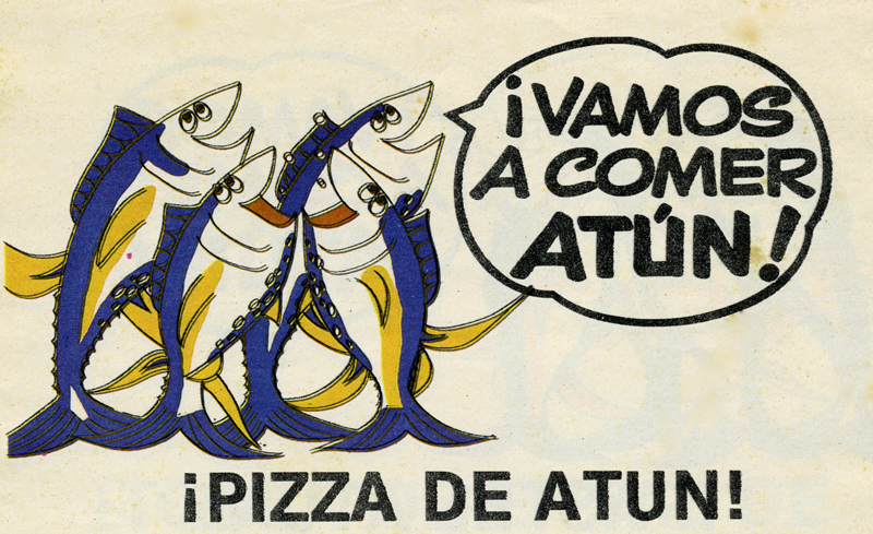 Viñeta, Recetario “Vamos a comer atún. El atún y la nutrición”. Biblioteca de la Fototeca Lorenzo Becerril A.C.