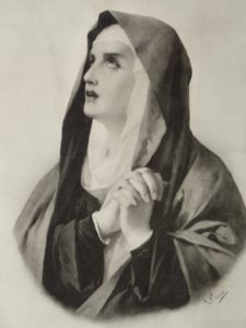 Virgen de los Dolores, L. Cosío, litografía. Centro de documentación de la Fototeca Lorenzo Becerril A.C.