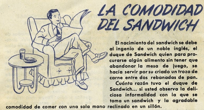 La comodidad del Sandwich, viñeta, publicidad Bimbo. Centro de documentación Fototeca Lorenzo Becerril A.C.